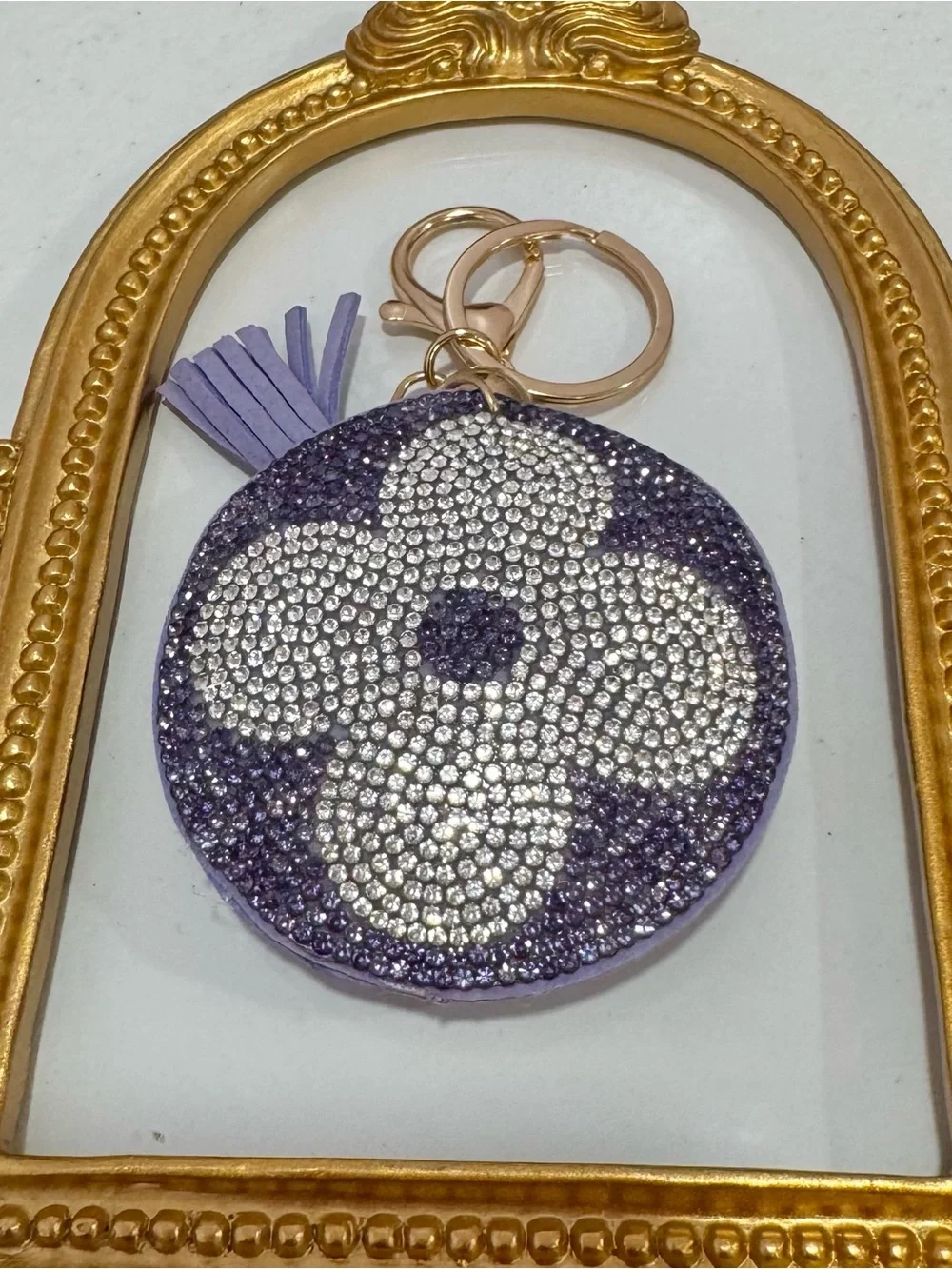 New Round Lavender Flower Motif Keychain/Bag Charm